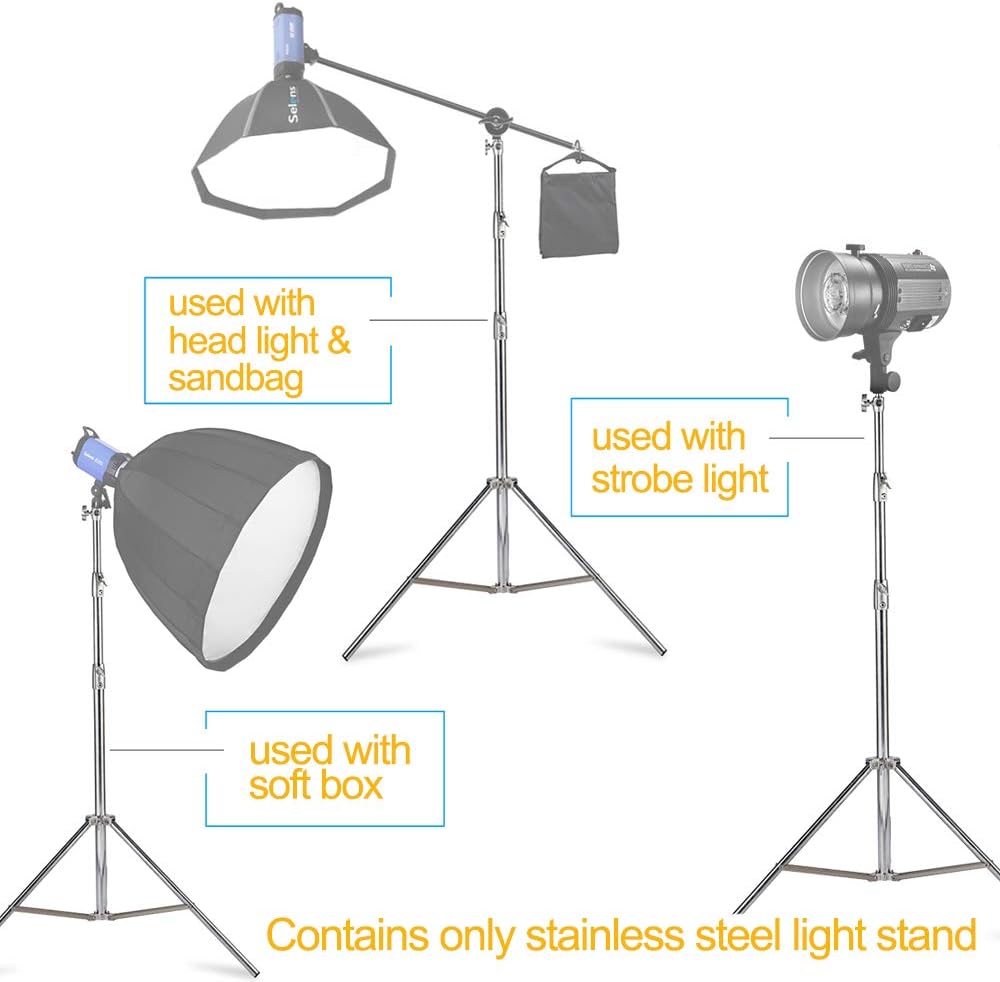 Heavy Duty Stainless Steel Light Stand Pack of 2 V779