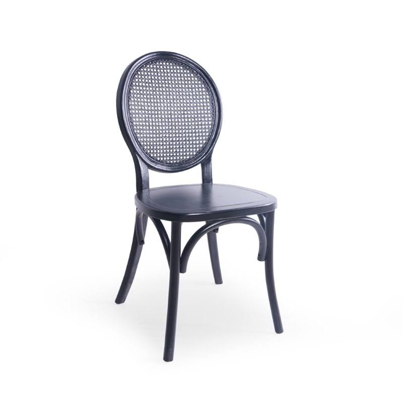 Matte Black Elm Wood Dining Chair Set of 2 B23262