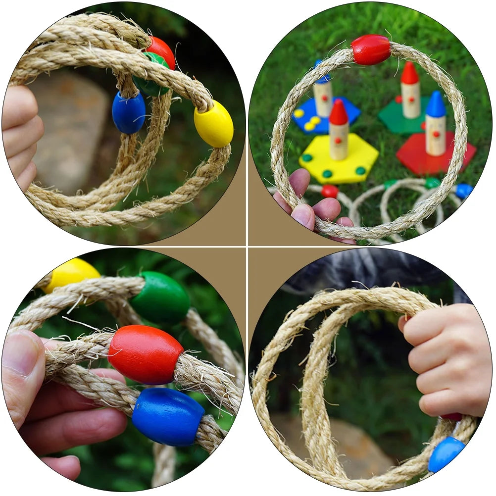 30 PCS Wooden Ring Toss Game Outdoor Toys Q5043