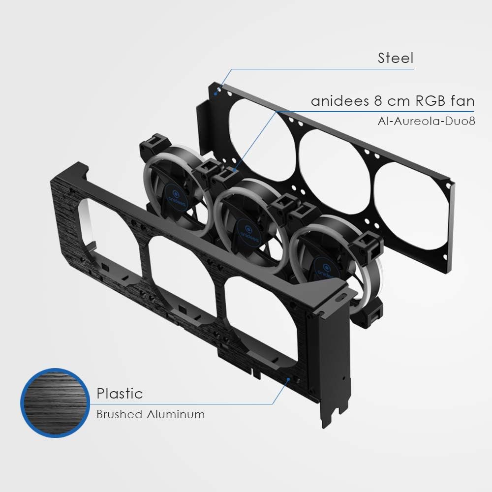 Graphic Card Cooler 3 x 80mm PWM Fan PCI Mount Bracket L11488