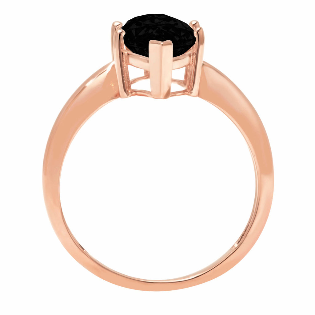 2.5ct Marquise Cut Black Onyx 18k Rose Gold Ring Size 4.5 A4224