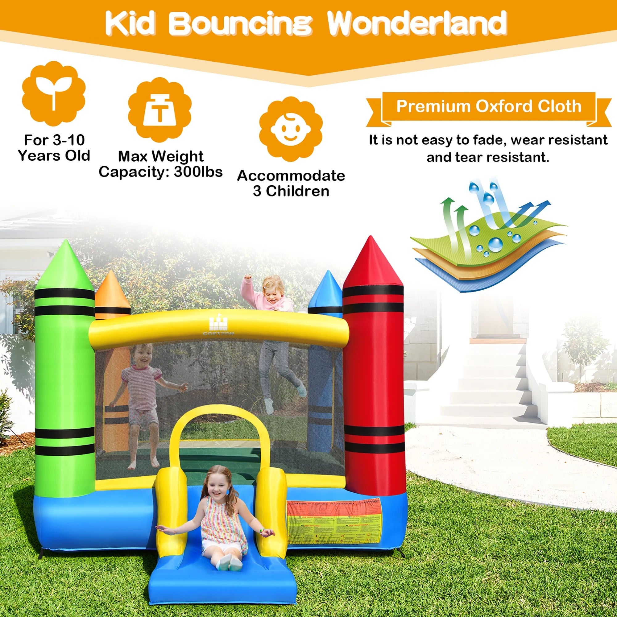 Inflatable Bounce House Jumping Castle with Slide and Ocean Balls A75380