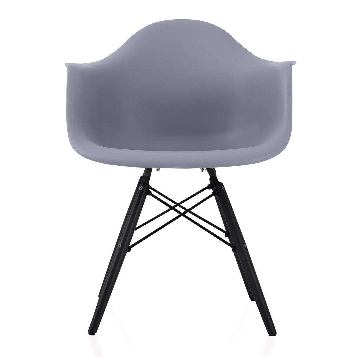 Dark Grey Molded Plastic Dining Arm Chair with Black Wood Legs (Set of 4) H4462