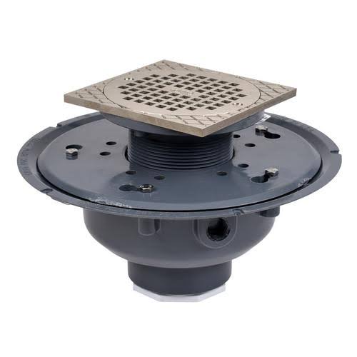 2x22 PVC Adjustable Commercial Drain with 6x22 Nickel Grate D6290
