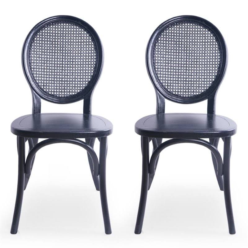 Matte Black Elm Wood Dining Chair Set of 2 B23262