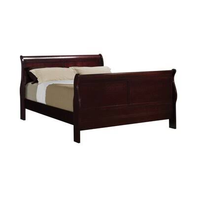 Red Brown Full Low Profile Sleigh Bed H5553