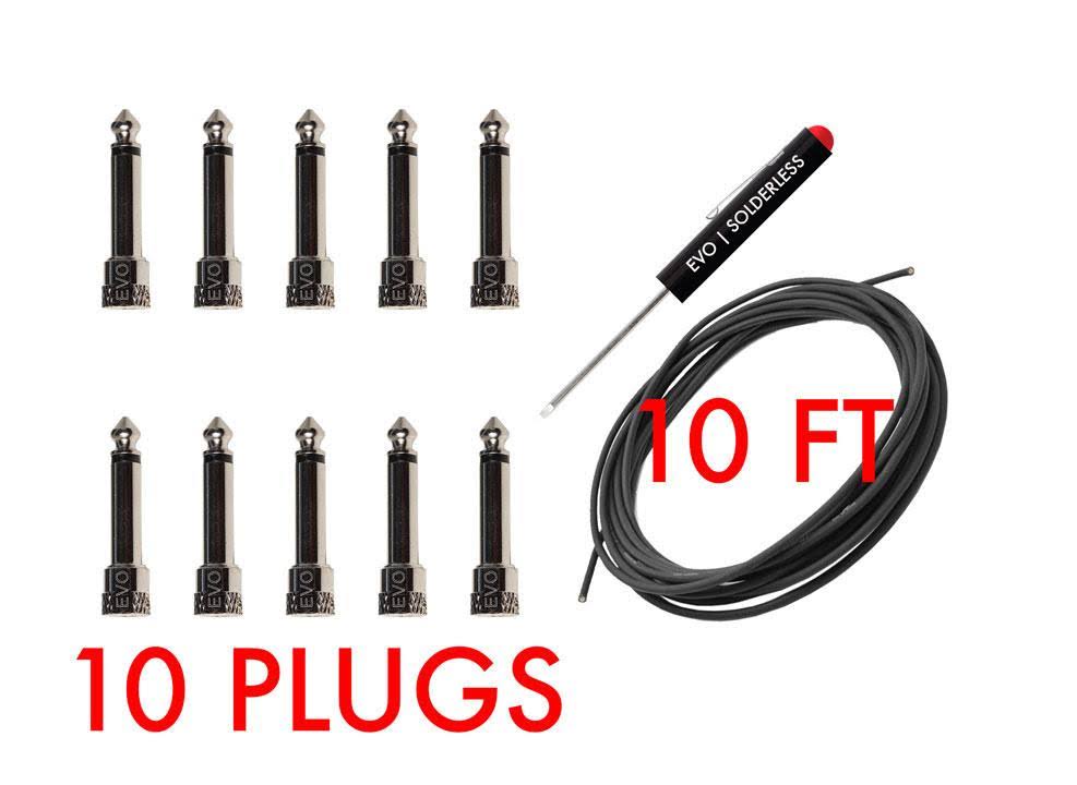Black Solderless Cable Kit 10ft 10 Plugs B645