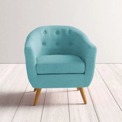 Teal Green Polyester Blend Barrel Chair W230785