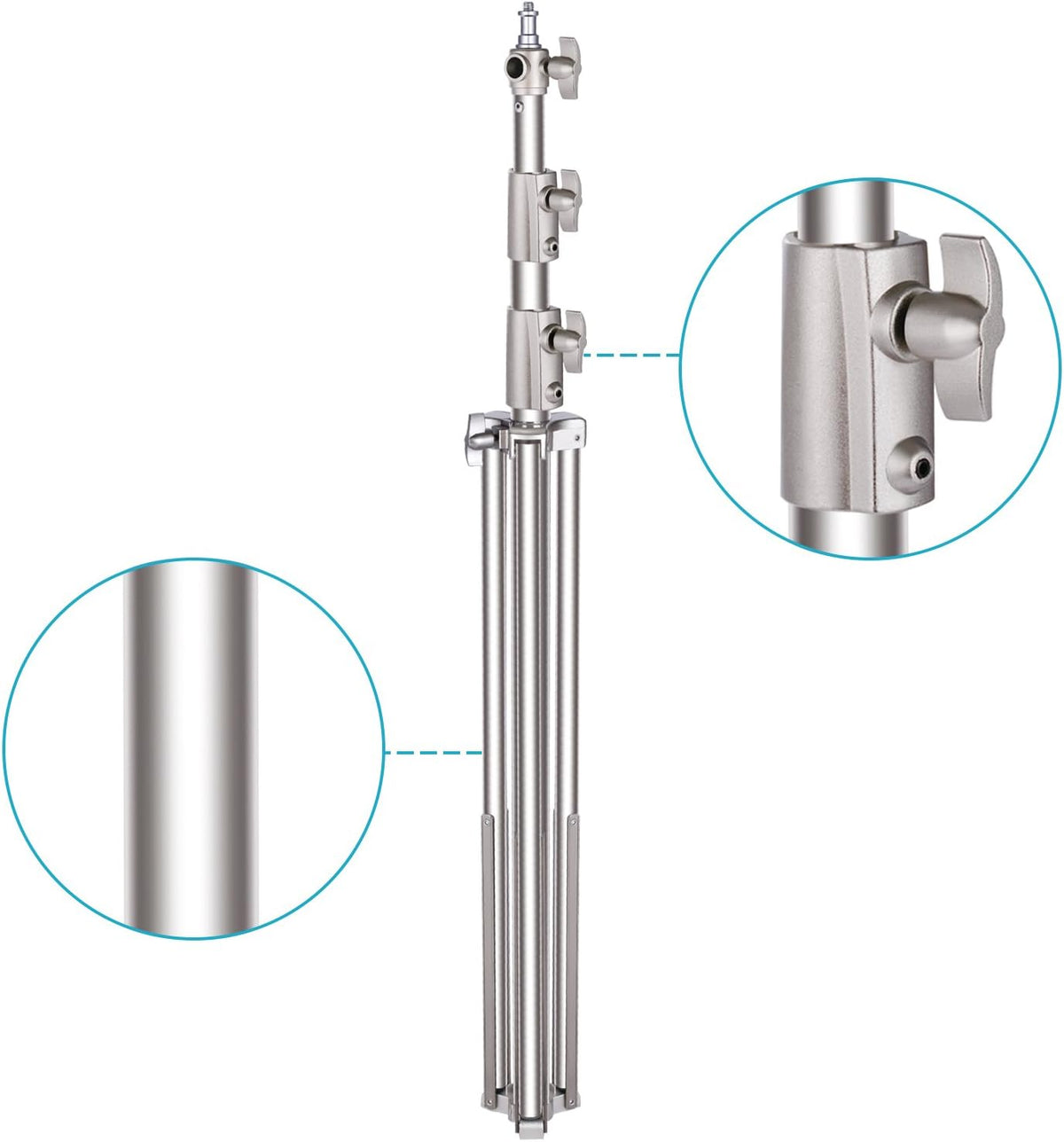 2 Pieces 260cm Stainless Steel Light Stand Kit with 1/4" to 3/8" Adapter L6366