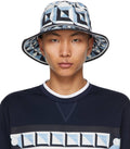 Blue & White Majolica Print Bucket Hat E437