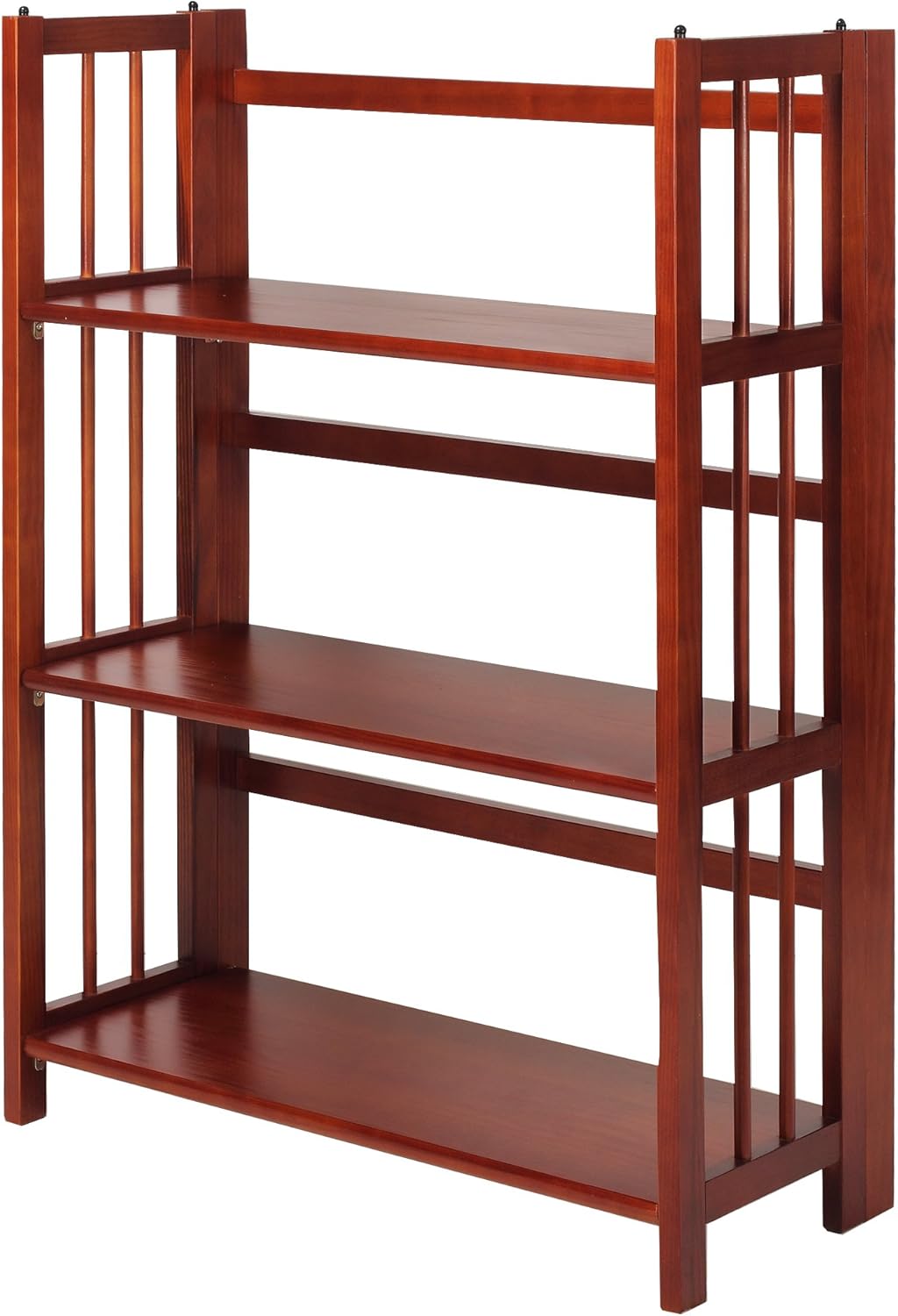 3-Shelf Folding Stackable Bookcase, Mahogany Q22663