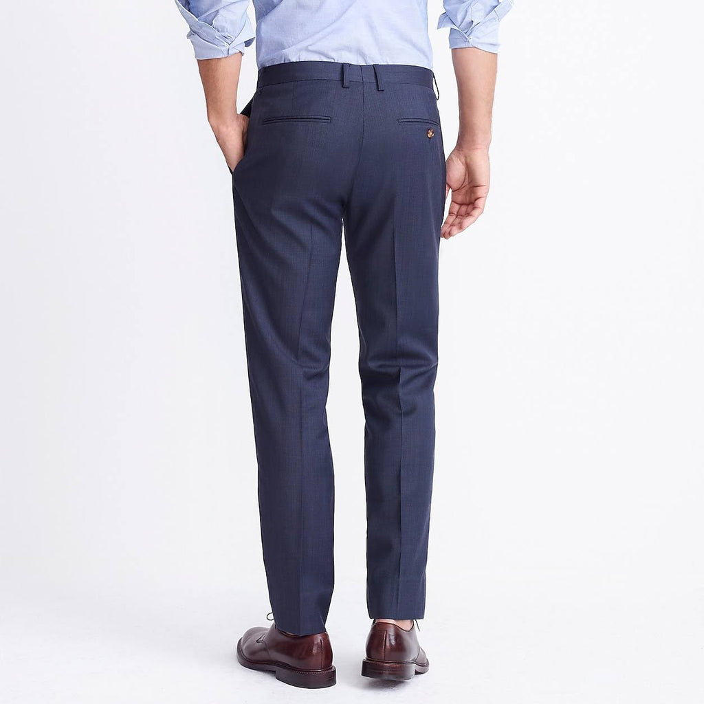Navy Blue Slim Worsted Wool Suit Pant S547