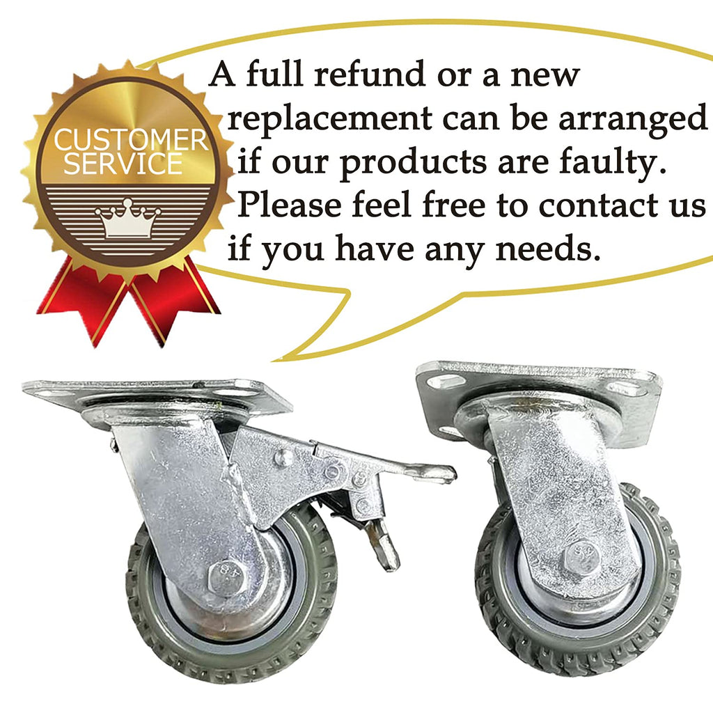 4 Inch Heavy Duty Swivel Casters with Locking Brakes Pack of 2 P5298