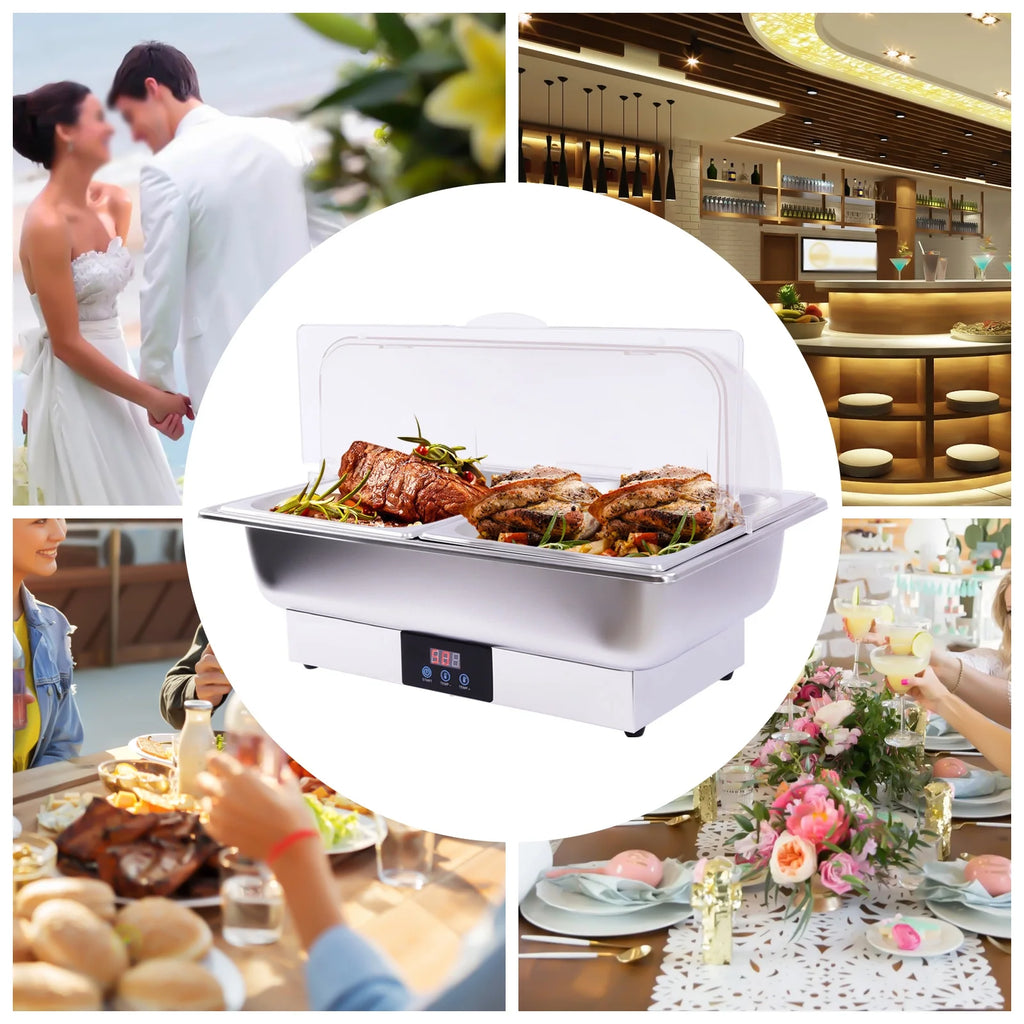 110V Stainless Steel Chafing Dish Buffet Set 2 Food Pot F344