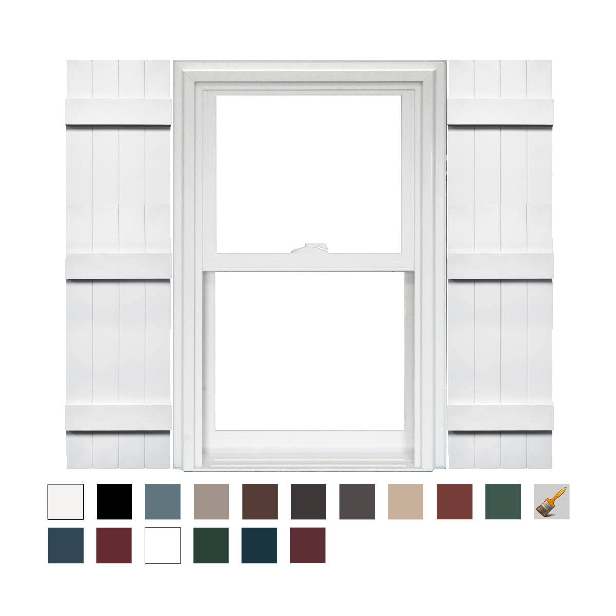 4 Board and Batten Joined Vinyl Shutters (1 Pair) 14 x 67 White A130186