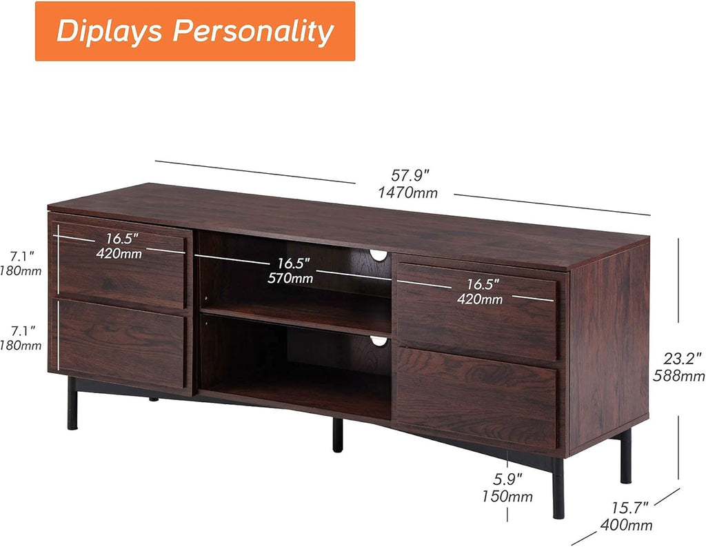 Rustic Walnut Wood TV Stand Y800