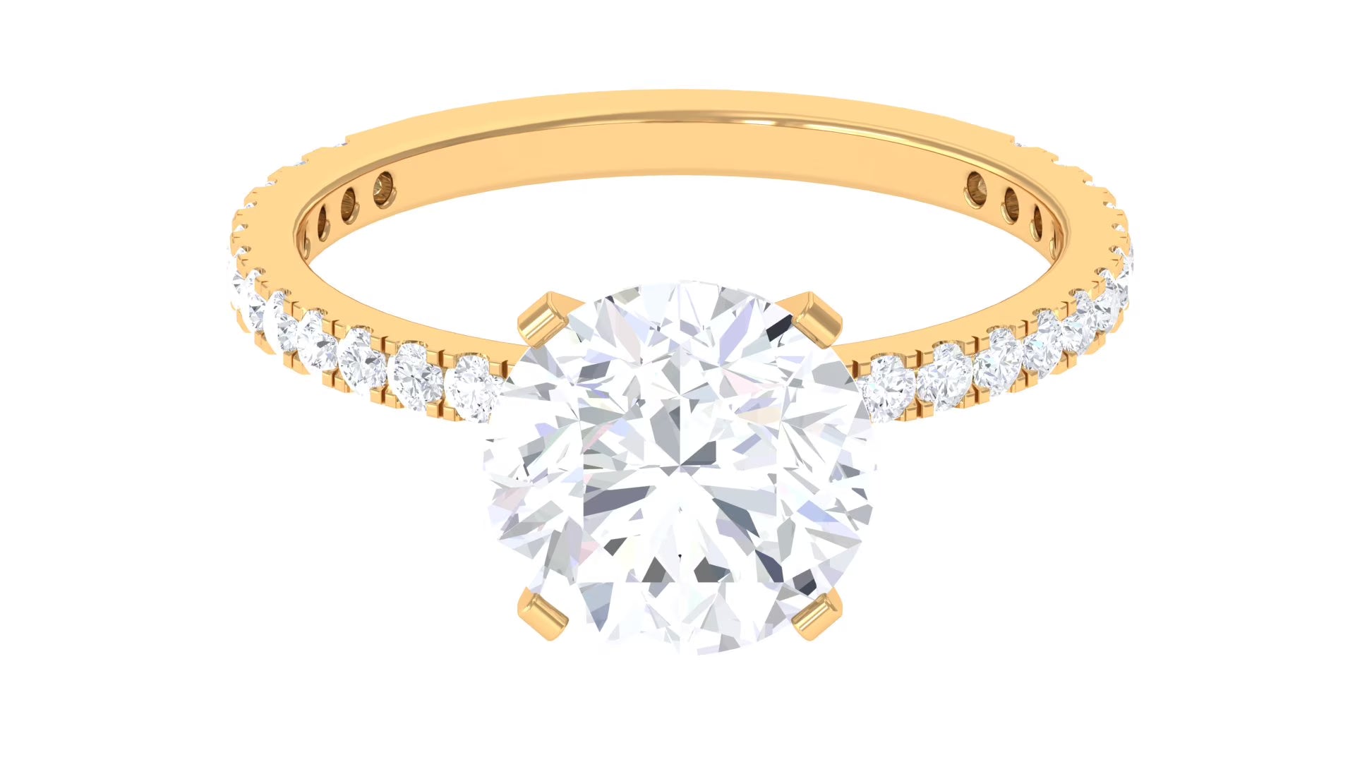 14K Yellow Gold Moissanite Solitaire Engagement Ring K8507