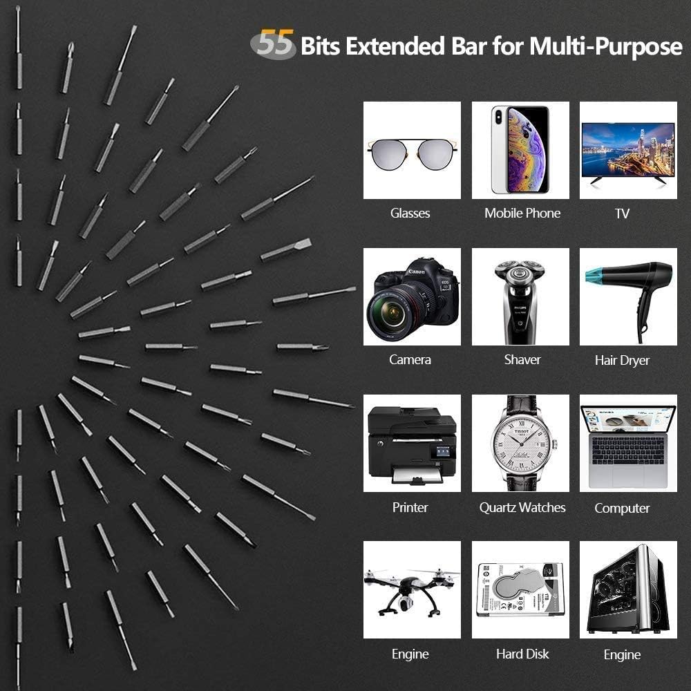 Mini Electric Precision Screwdriver Kit with 55 Driver Bits Y771