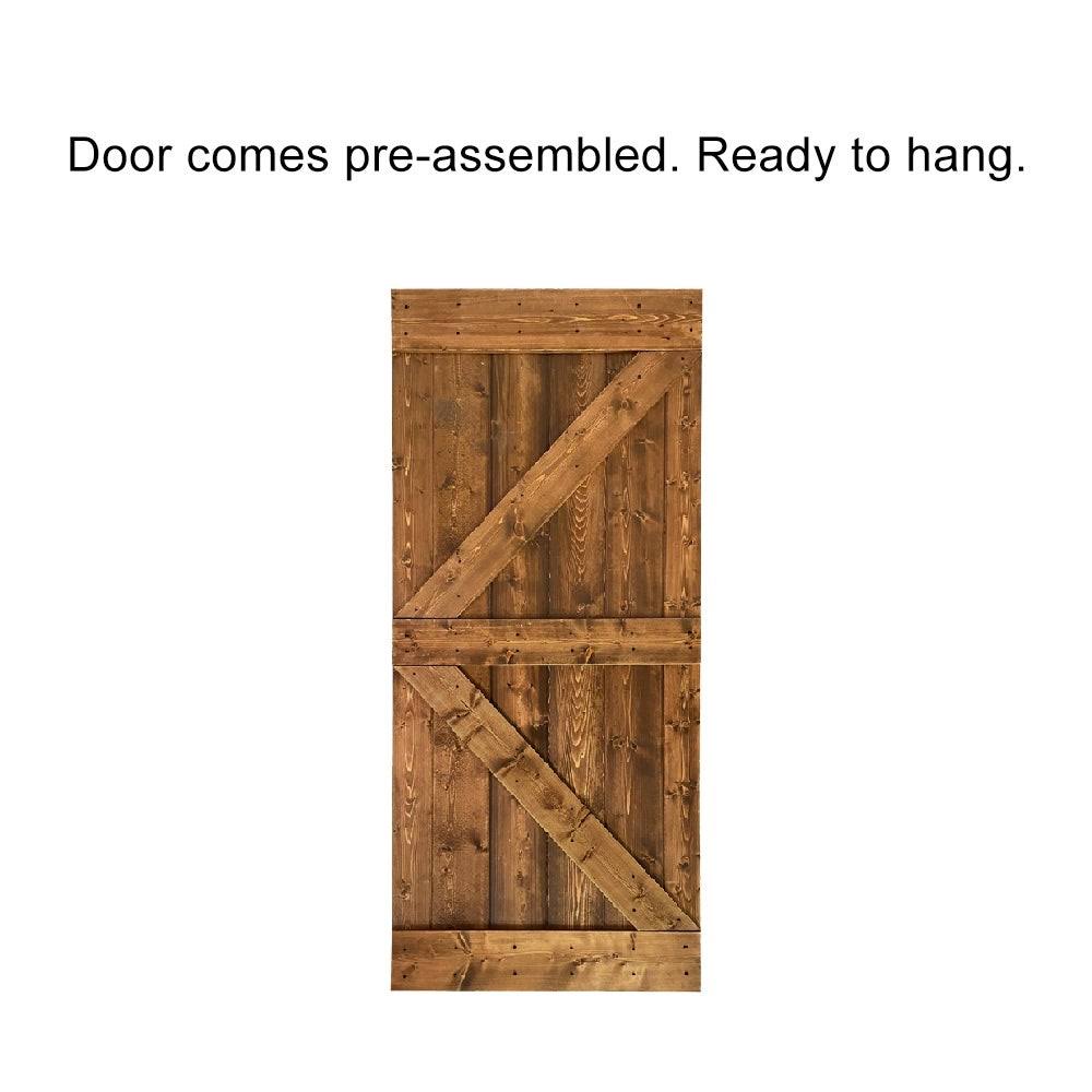 Jungle Green Stained Wood Interior Sliding Barn Door with Hardware Kit K675