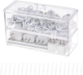 Plastic Electronics Organizer with Lid and 20 Wire Ties, Clear Cable Management Box, Stackable Desk Drawer Storage (2 Pack) V4937