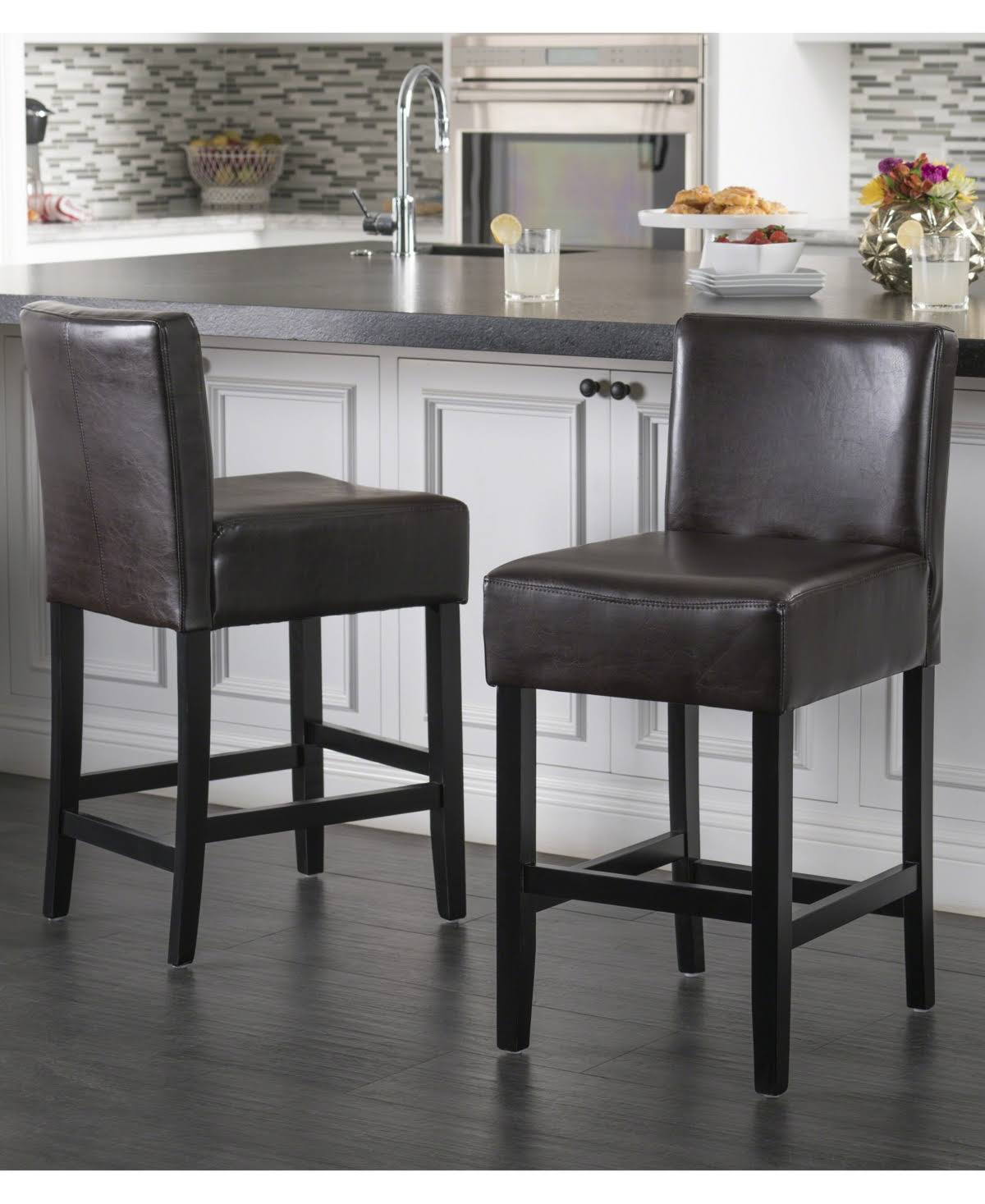 White Counter Stool Set of 2 V533