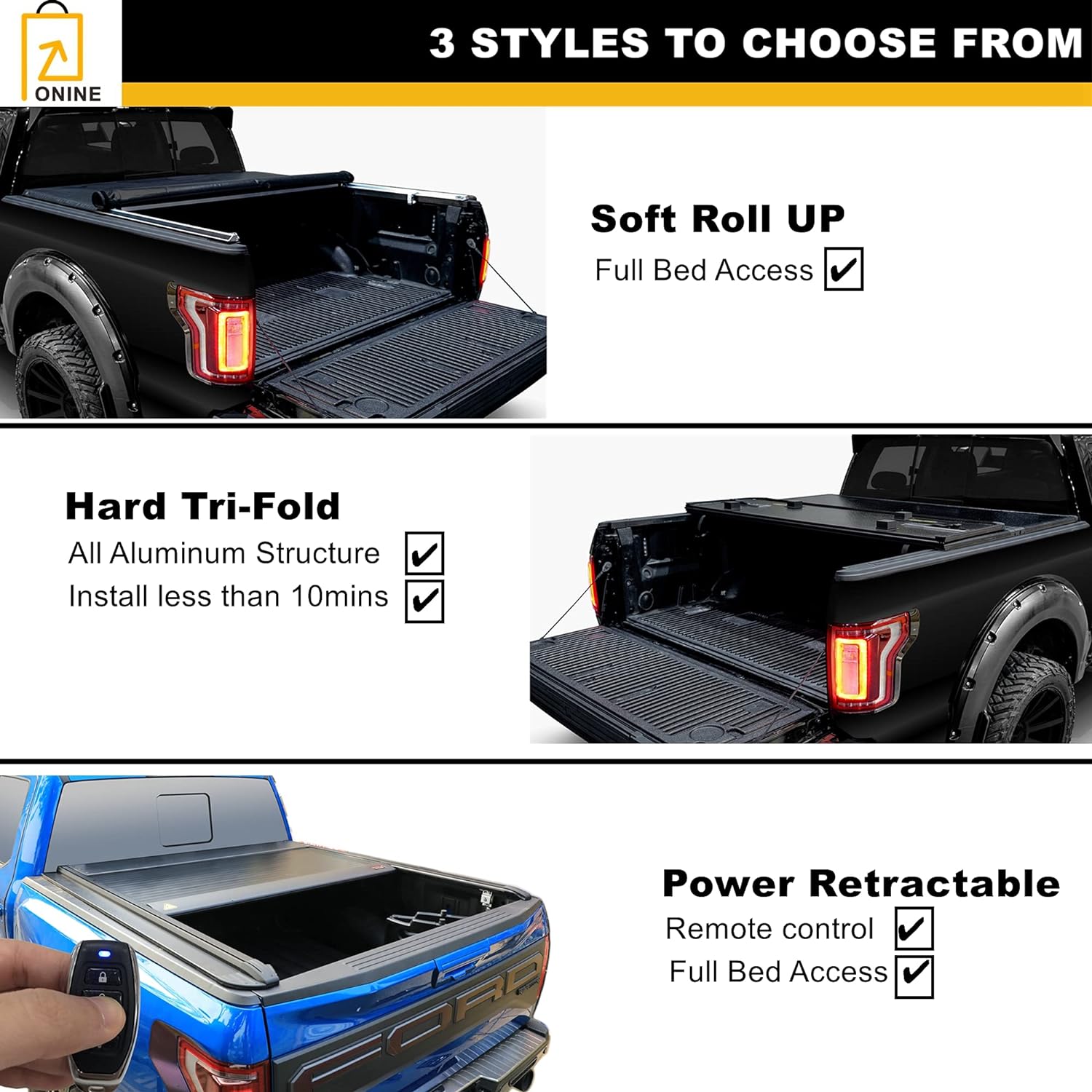 Soft Roll Up Truck Bed Tonneau Cover for Toyota Tundra 6.5ft Bed I54115