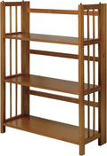 3-Shelf Folding Stackable Bookcase, Mahogany Q22663