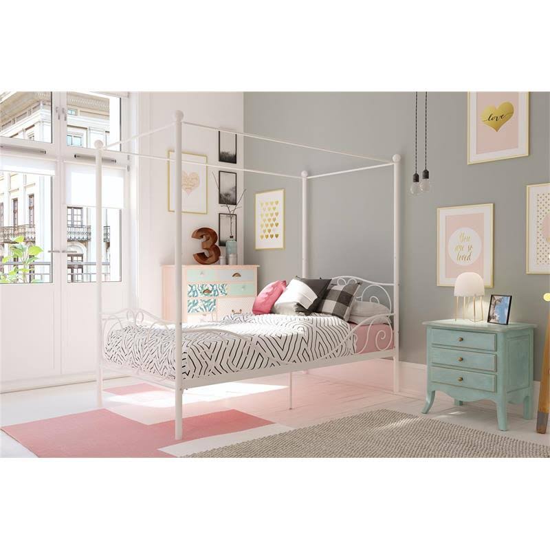 Twin Canopy Bed in White D560314