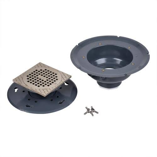 2x22 PVC Adjustable Commercial Drain with 6x22 Nickel Grate D6290