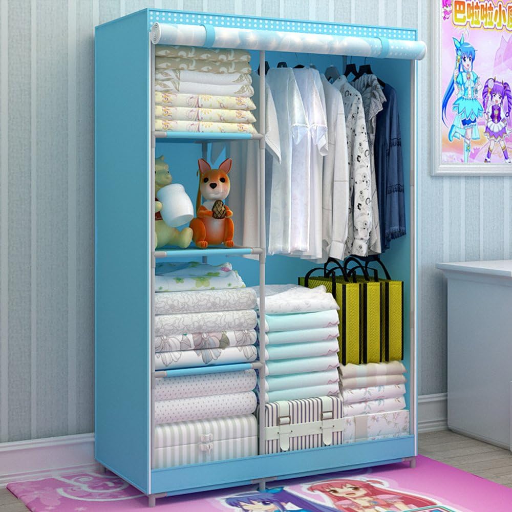 Fully-Enclosed Children Cartoon Dustproof Wardrobe Portable Reinforced Double Armoire D377