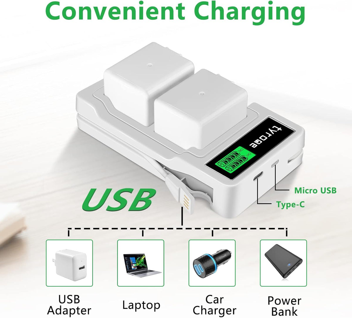 3 Pack Rechargeable Li-ion Replacement Battery and Dual LCD Charger M8444