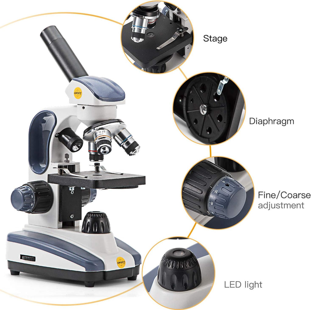 Compound Monocular Microscope with 40X-1000X Magnification J233541