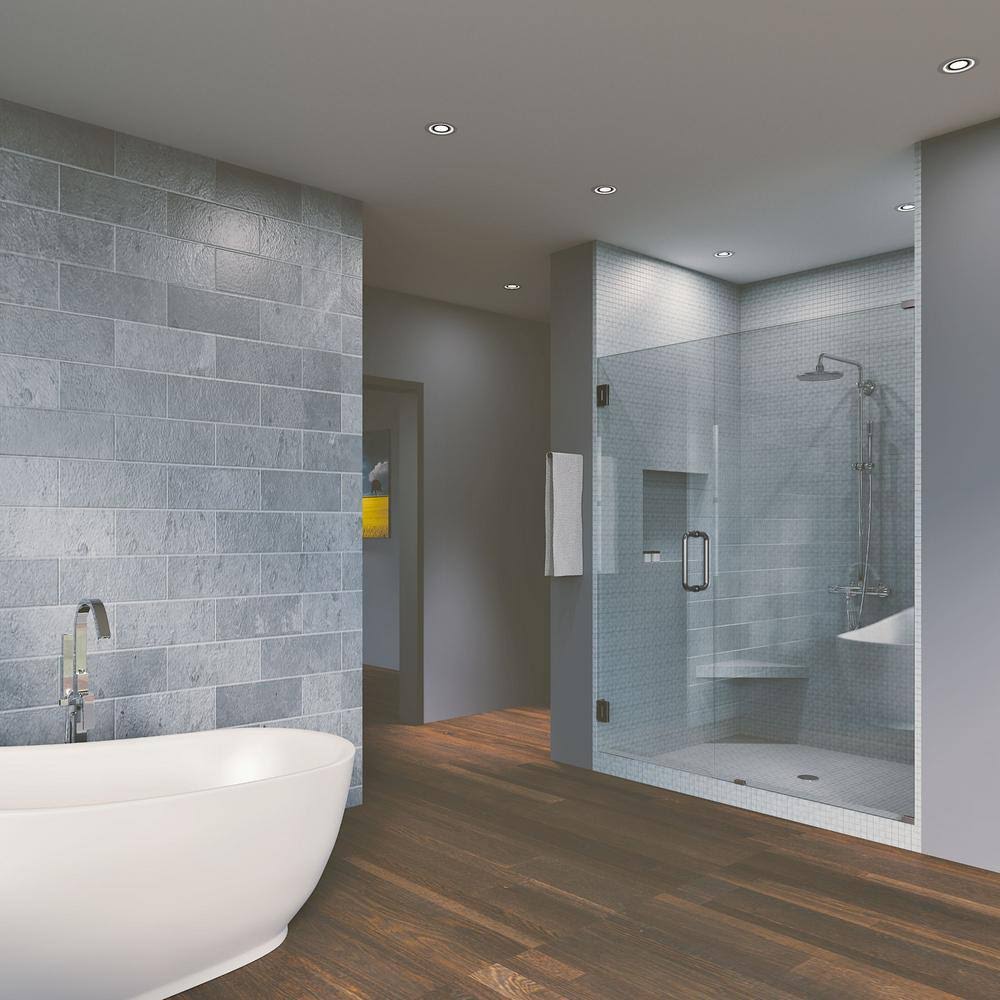 51x22 x 80x22 Hinged Frameless Shower Door Brushed Nickel Q359933