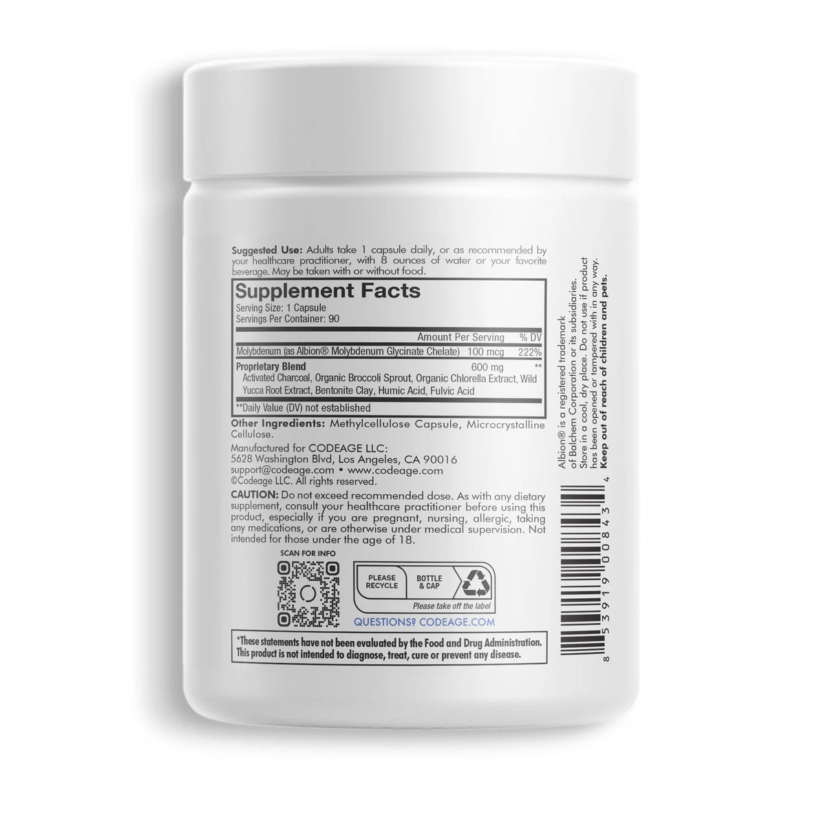 90 ct Charcoal Bentonite Clay Supplement Q618