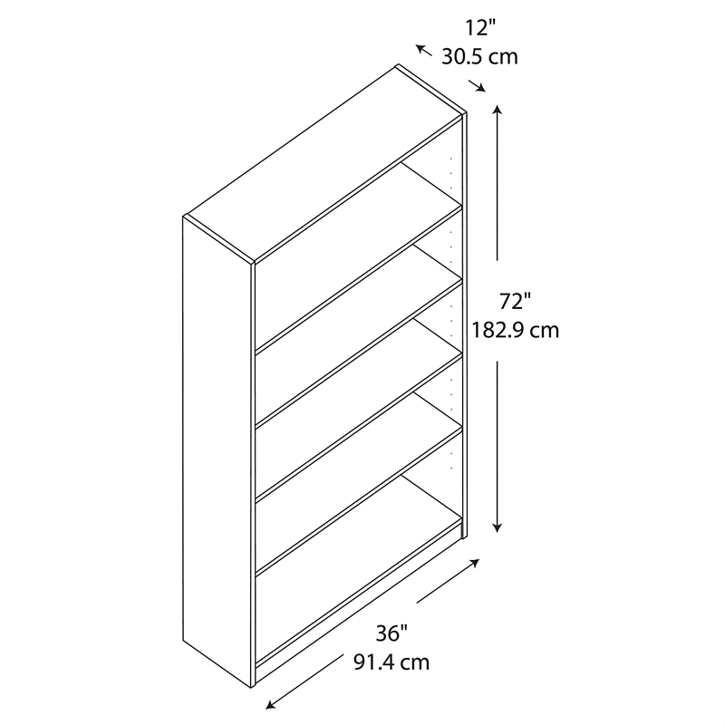 5 Shelf Bookcase in Classic Black Q75675