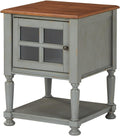 Teal & Brown Farmhouse Accent Cabinet End Table J297574