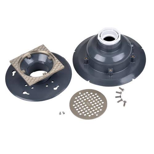 2x22 PVC Adjustable Commercial Drain with 6x22 Nickel Grate D6290