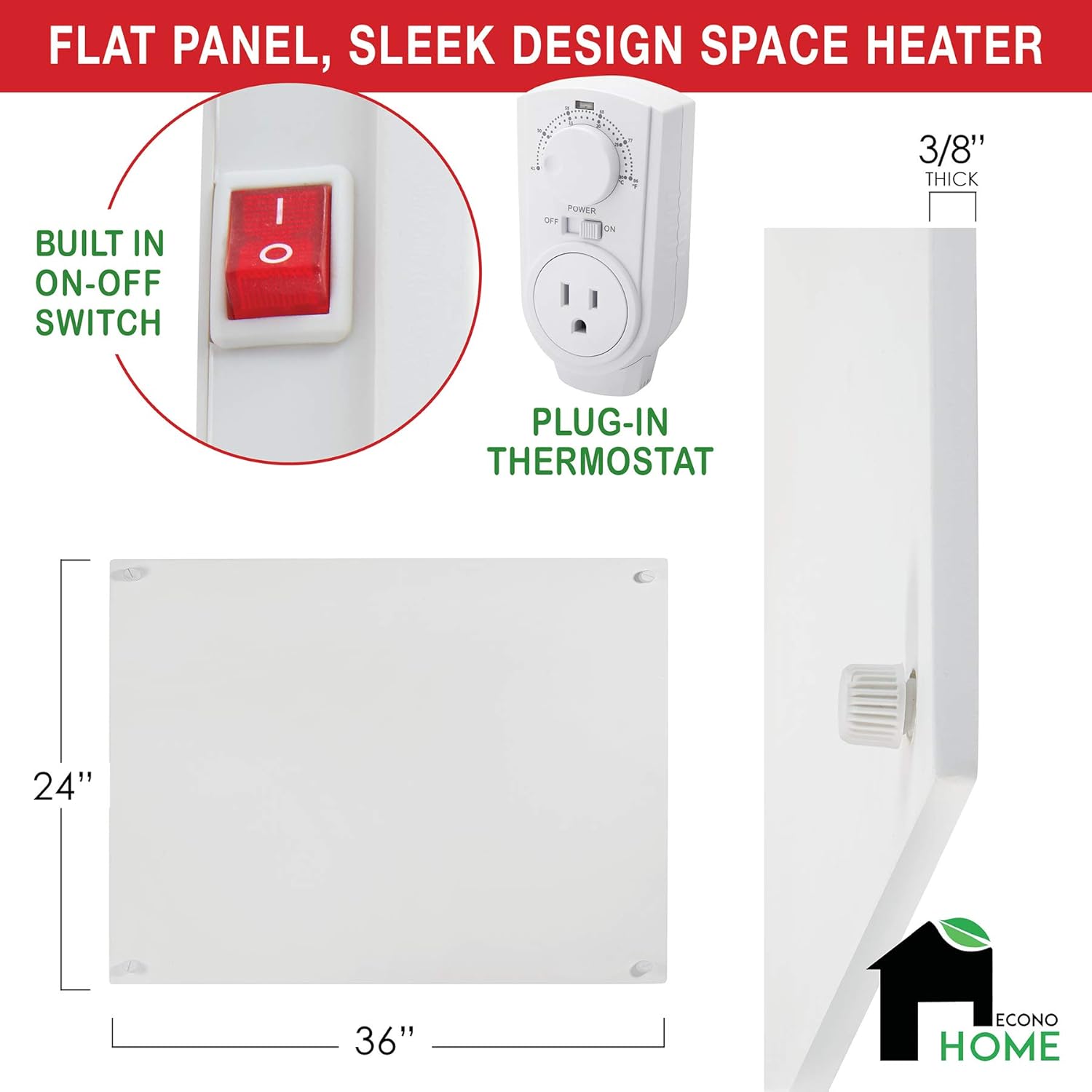 Wall Mount 600 Watt Convection Heater with Thermostat L903086