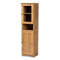 Oak Brown Finished Wood Buffet and Hutch Kitchen Cabinet Y869368