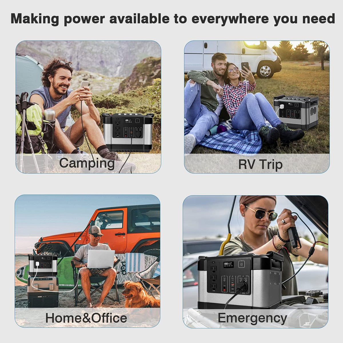 350000mAh 1000W 1120Wh Solar Power Generator with 3 AC Outlets, 3 USB Ports, LED Display G153153