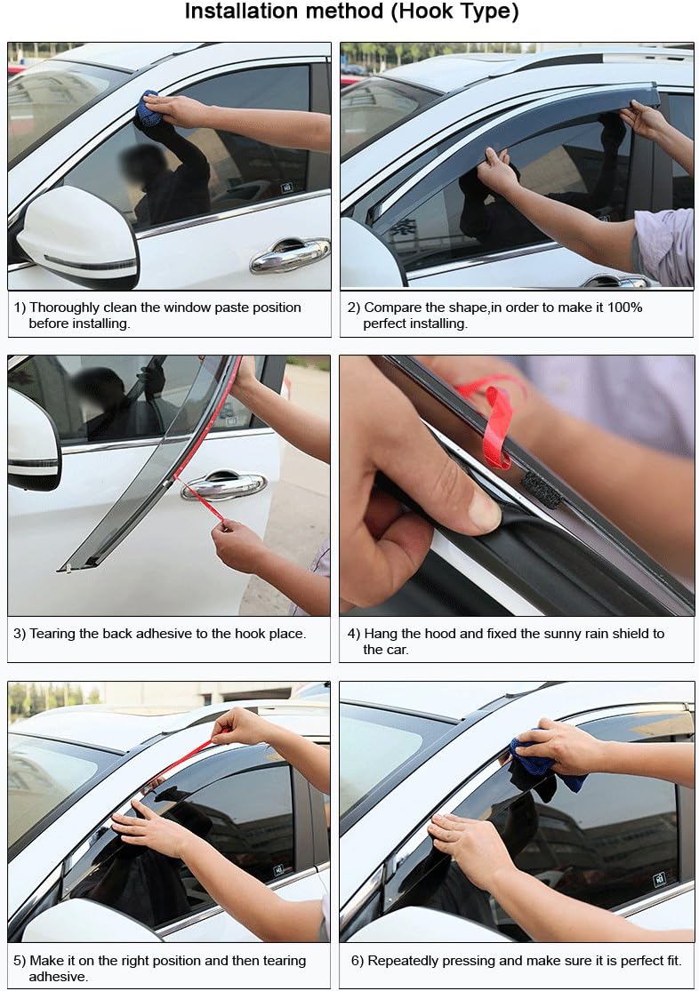 Car Window Visor Vent Shade Deflector Sun/Rain Guards U4139