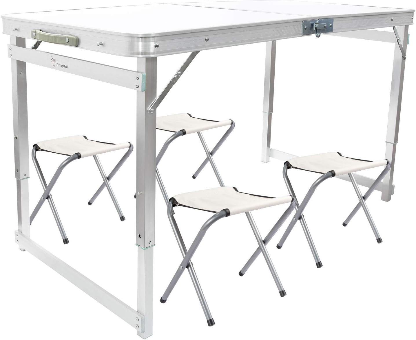 Folding Picnic Table with 4 Stools Aluminum Table Chair Set Z26512