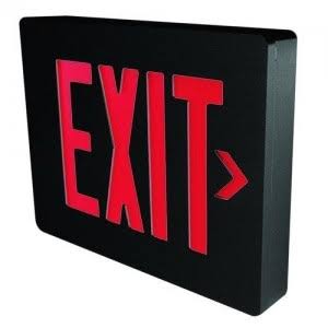 Die Cast Exit Sign, Double Face, Red Letter Color, Black Finish B4753
