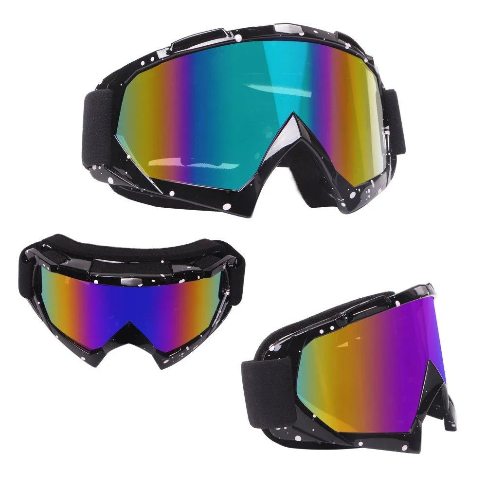 Motorcycle Goggles Windproof Dustproof Racing Goggles Scratch Resistant PU Resin Black Frame Color Lens H38463