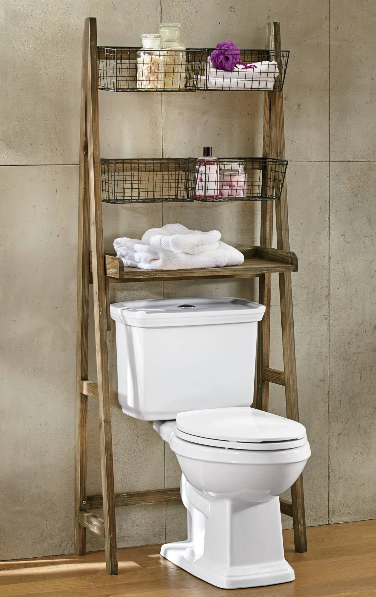 Wood Ladder Shelf with Baskets U62236
