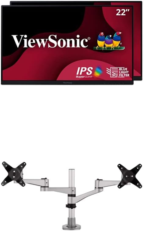 Frameless Dual Pack 1080p IPS Monitors with Dual Monitor Mounting Arm A606598