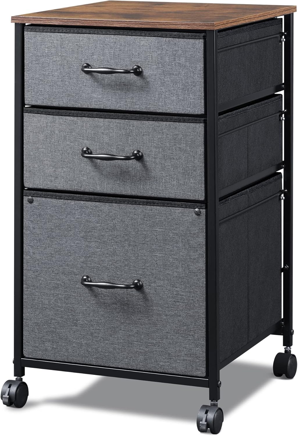 Rustic Brown Mobile File Cabinet with Open Storage Shelf, Pack of 2 Z22303