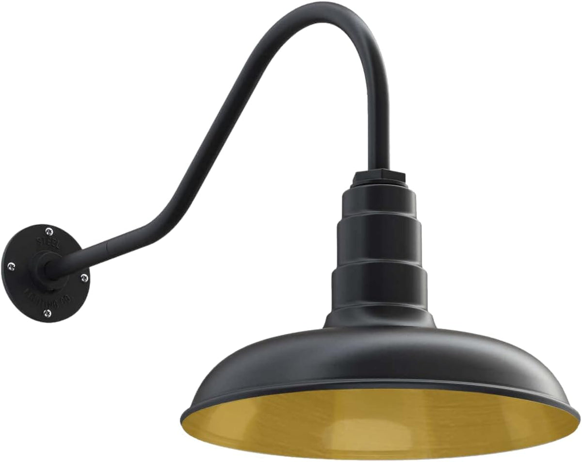 Green Steel Dome Gooseneck Barn Light K86855