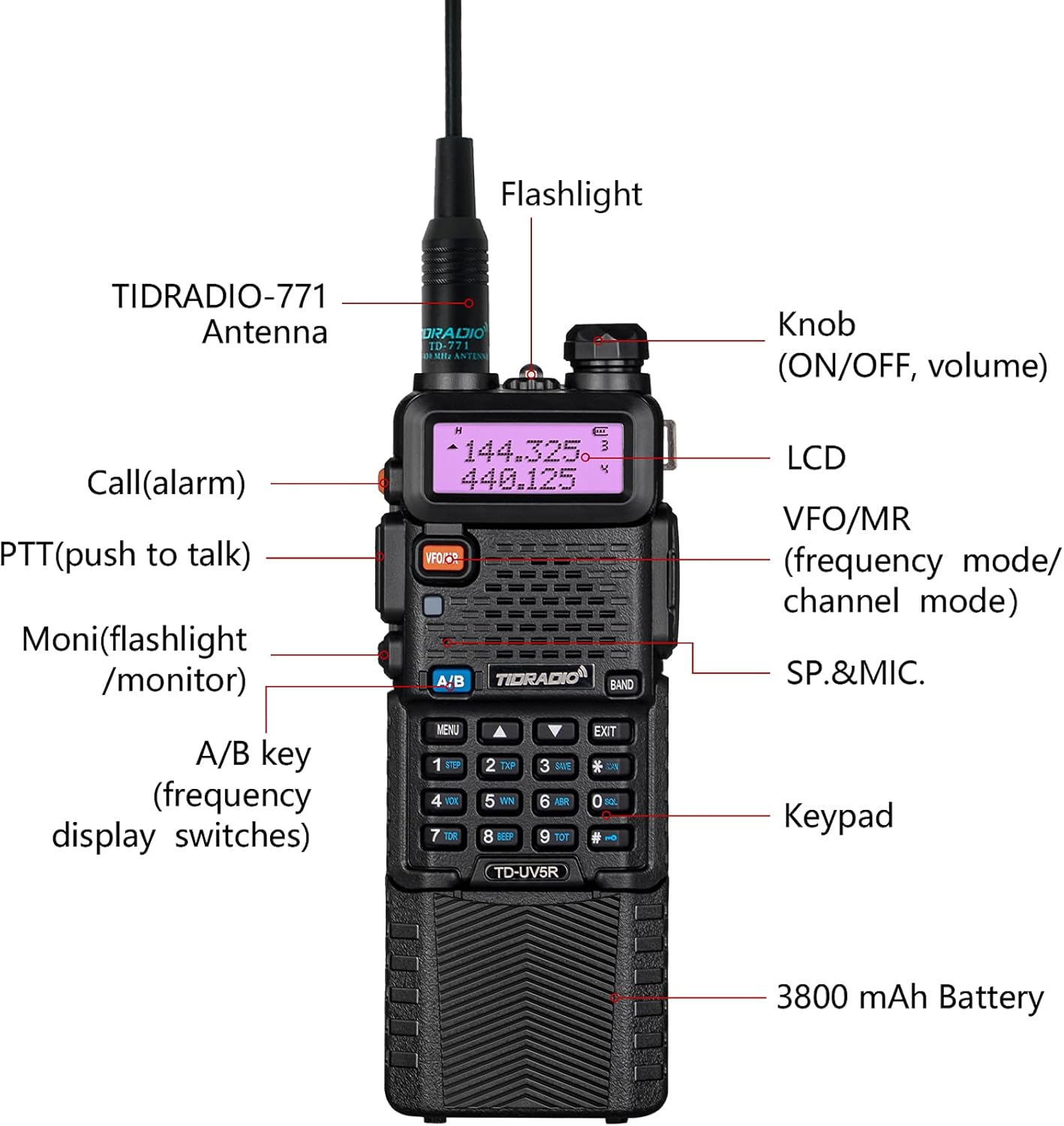 2 Pack Ham Radio Handheld Two Way Radio with Rechargeable 3800mAh Extended Battery G5235
