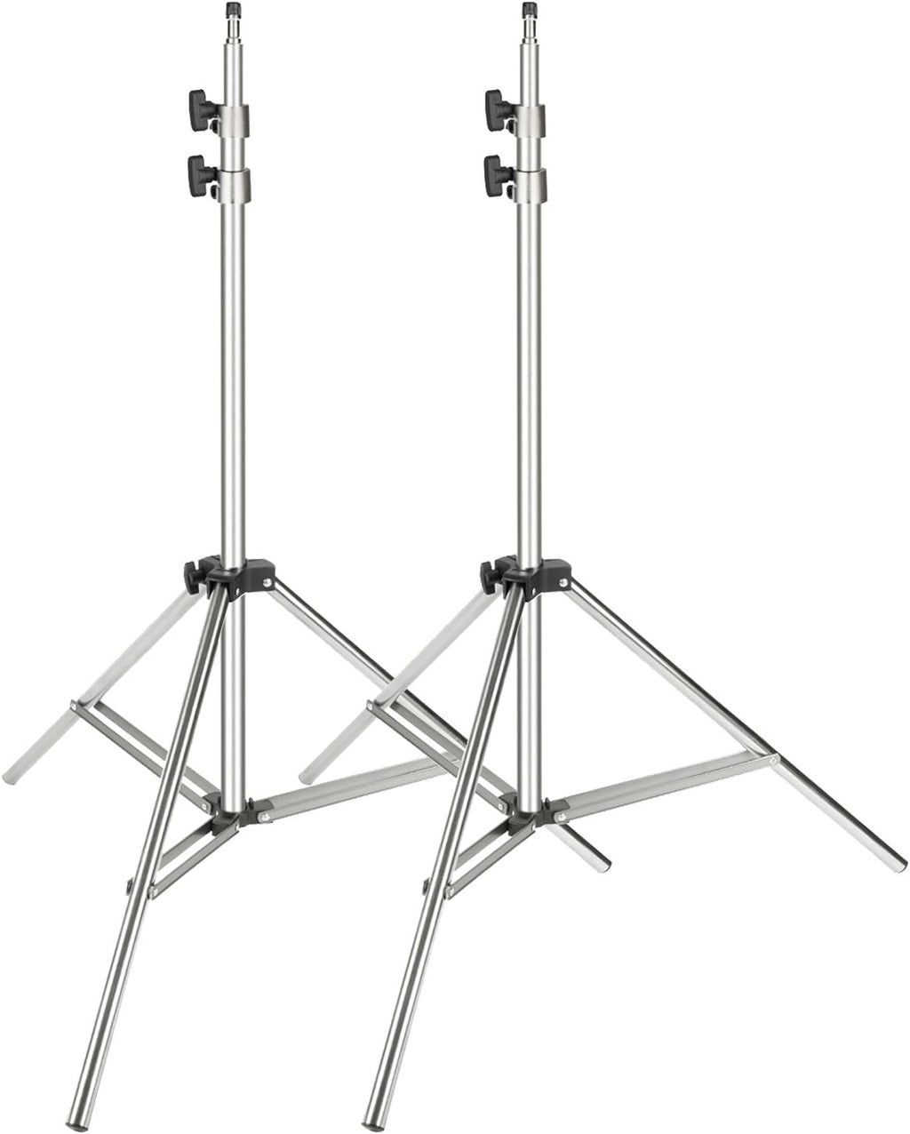 2 Pieces 260cm Stainless Steel Light Stand Kit with 1/4" to 3/8" Adapter L6366